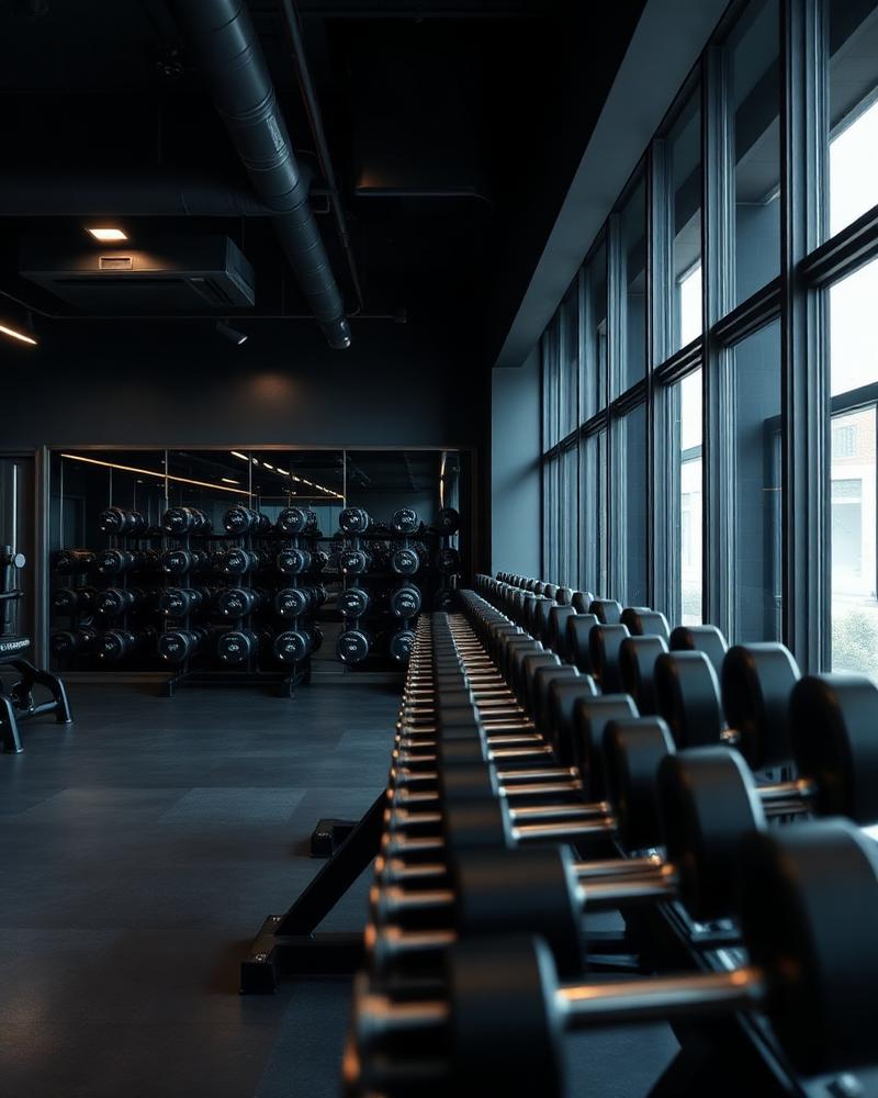 Dumbbell rack on the Ace Platinum training floor