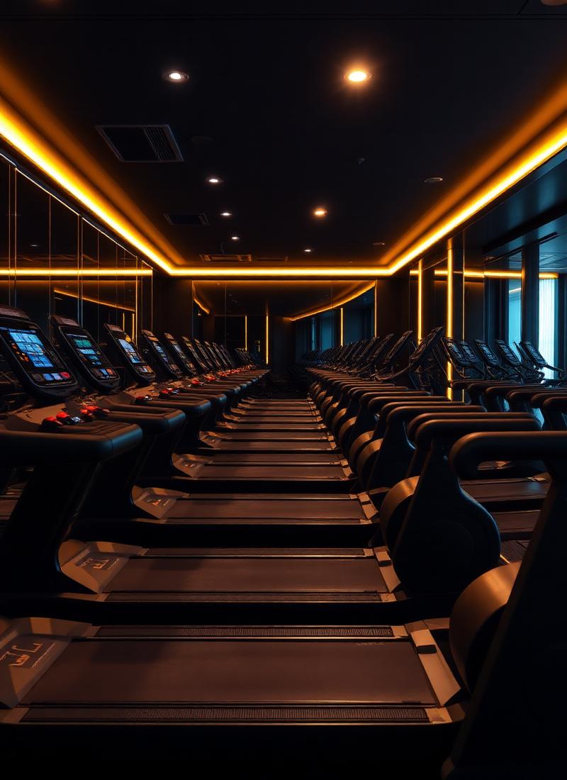 Row of premium treadmills in the cardio zone